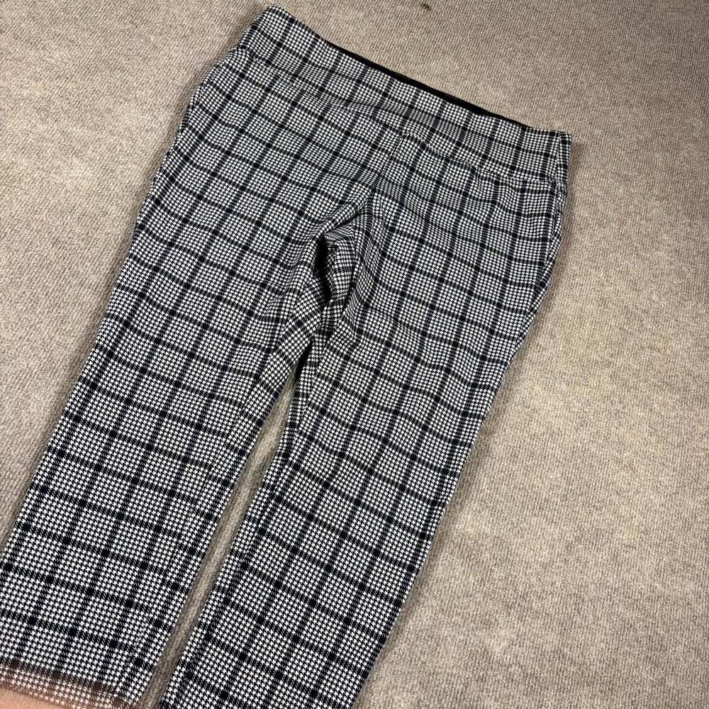 Style & Co Ankle Pants Womens PXL White Black Houndstooth Plaid Stretch Mid Rise